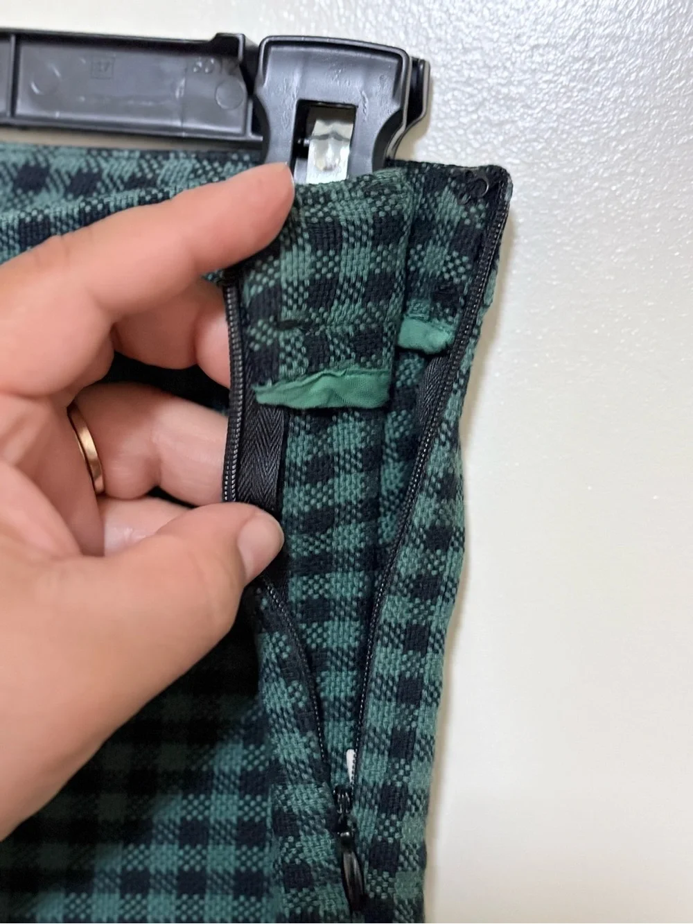 Free People Dark Green and Black Gingham pants